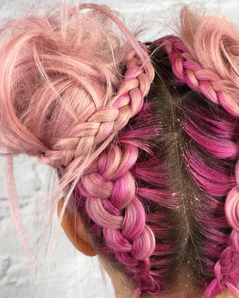 Pink Minimalistic Braided Festival Hair